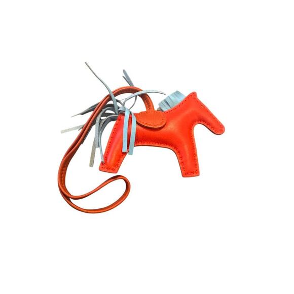 Hermes Accessories - Hermes PM Milo Lambskin Rodeo Bag Charm Capucine Celeste Cornaline Authentic CoA
